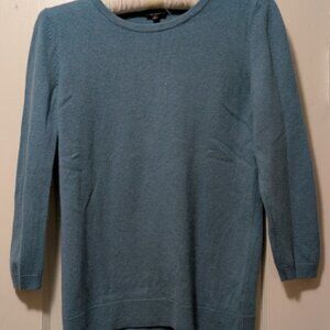 Talbots Women's Cashmere Sweater Lt. Turquoise Crewneck Pullover 3/4 Sleeves - S